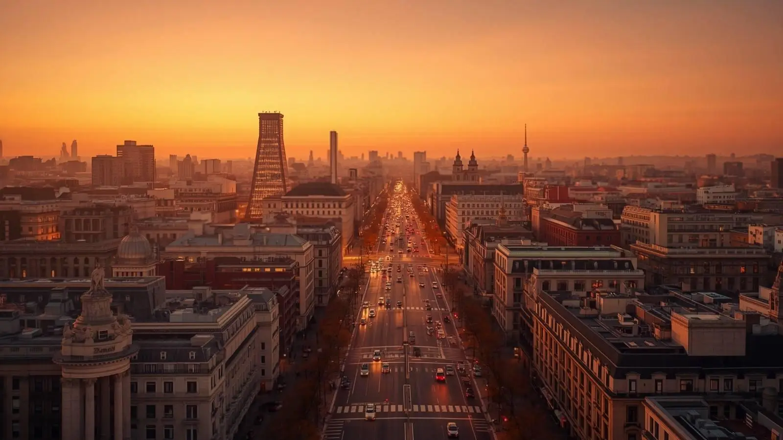 Vista de Madrid al atardecer